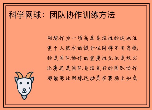 科学网球：团队协作训练方法