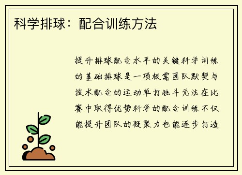 科学排球：配合训练方法